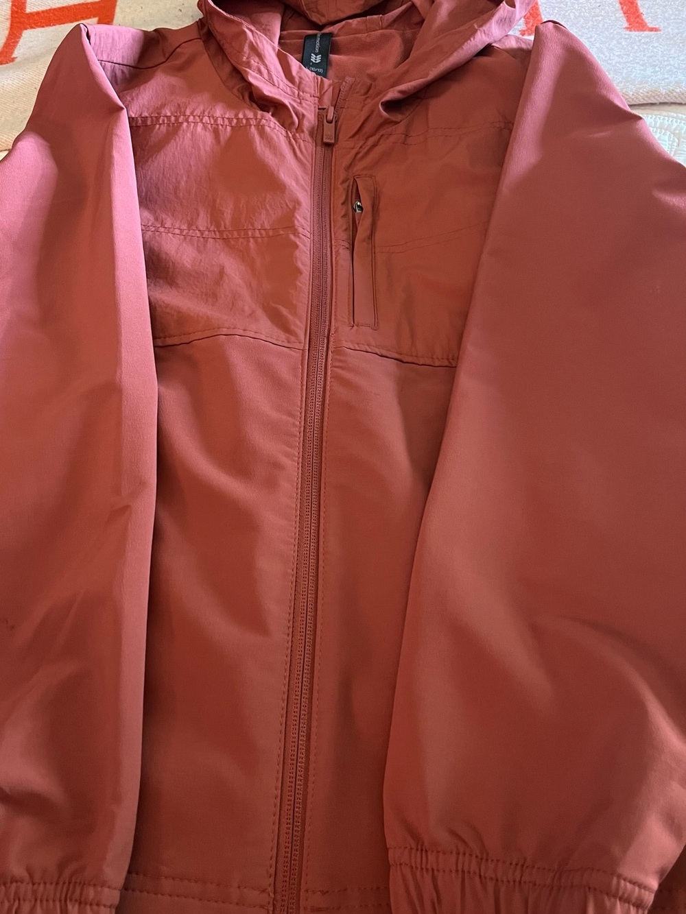 All in Motion Boys Hooded Windbreaker Jacket Rust Orange Size L (10/12)